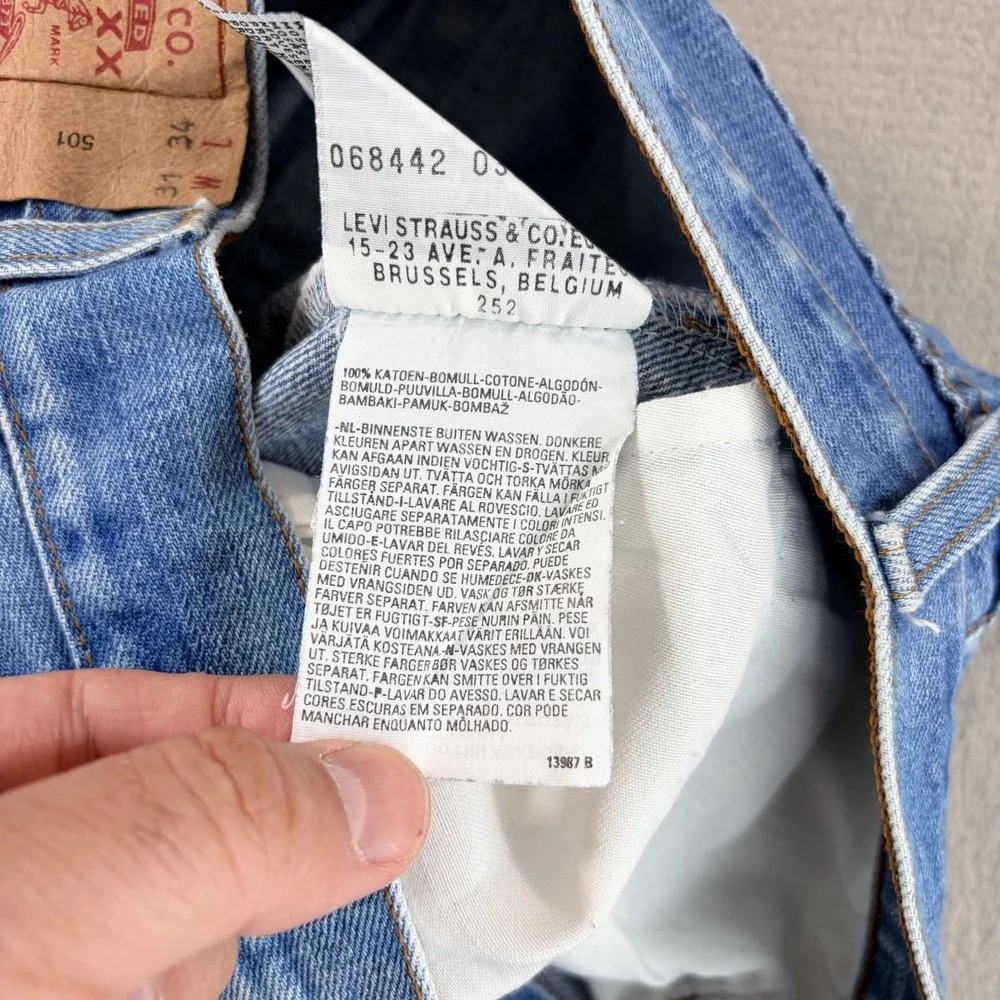 Vintage Levis 501 Jeans Men 30x33 (Tag 31x34) Blue Denim Button Fly Made Hungary